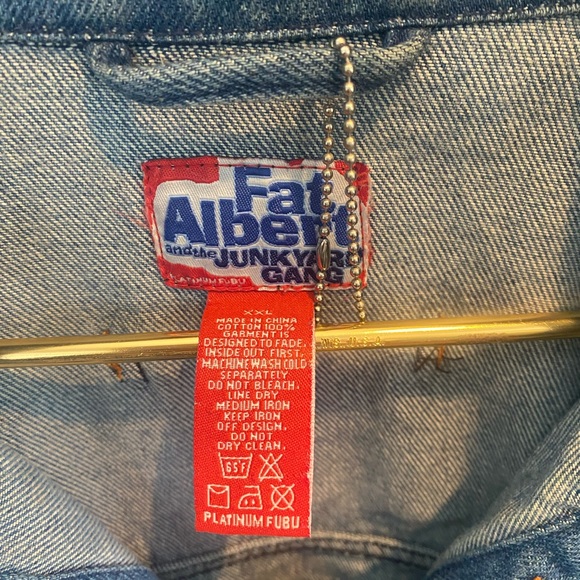 Vintage Y2K FUBU Premium Fat Albert and The Junkyard Garage Denim Jacket XXL - Picture 2 of 15